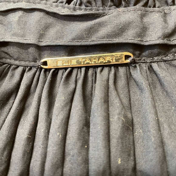 Elie Tahari Navy Pleated Long Sleeve Midi Dress Cottagecore | Size Small - Picture 6 of 7